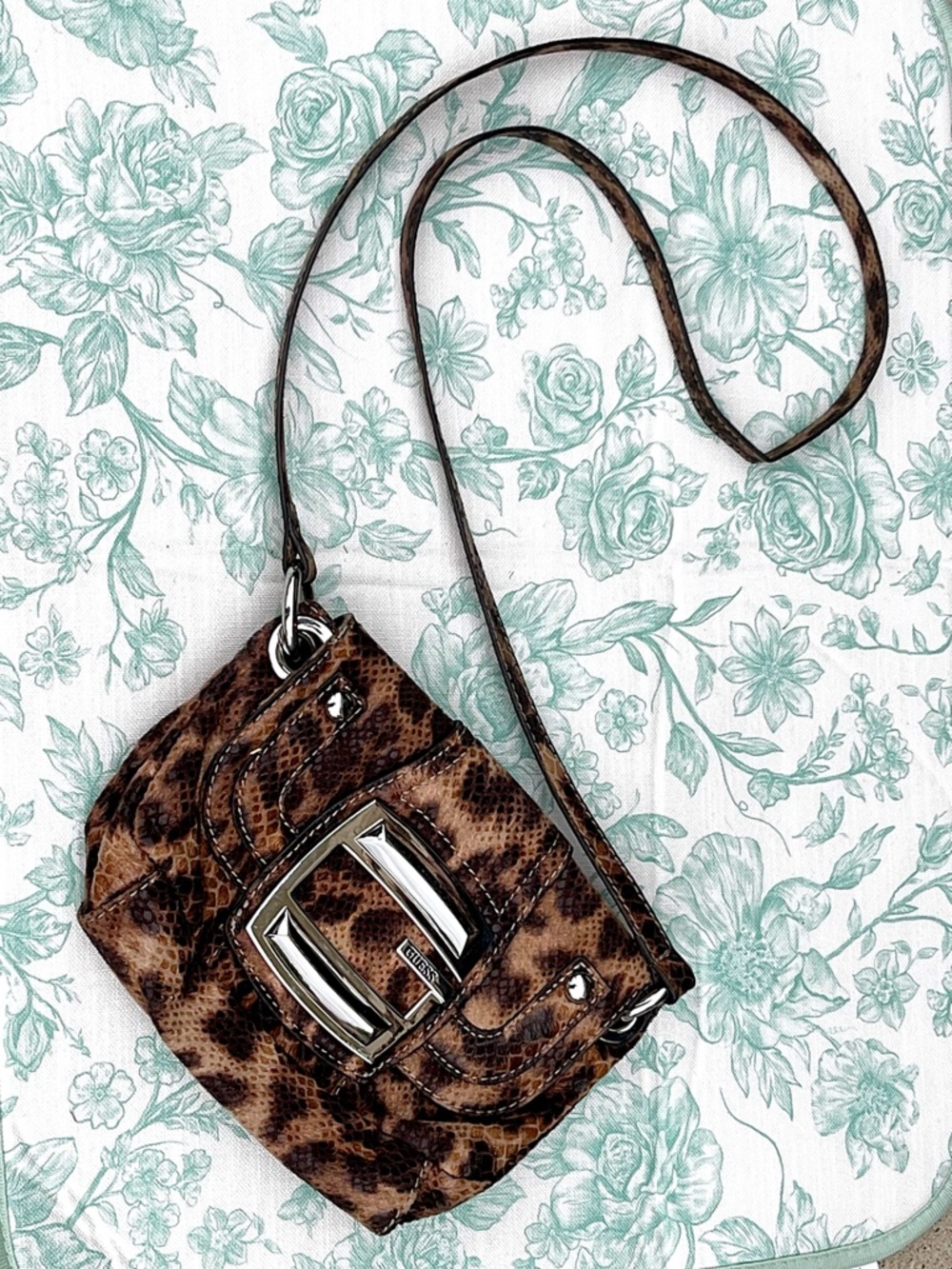 Vintage GUESS Y2K Leopard Print Mini Crossbody Bag – Python Embossed
